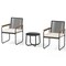 3-Piece Outdoor Bistro Set with Black PE Rattan Chairs and Off-White Cushions Include Glass Table